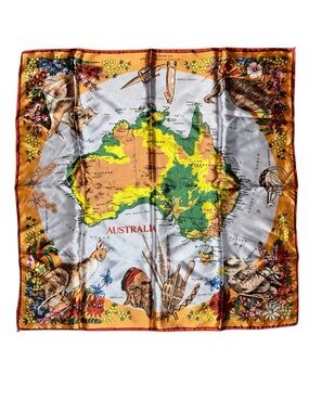 Heil Vintage Australian Silk Scarf 1970s Great Condition 27”x27”